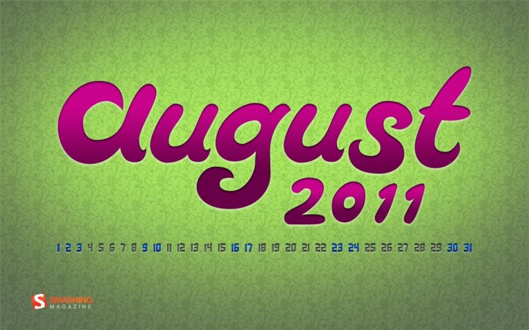 Simply August Desktop Calendar